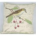 Avian Collection Feather/Down Filled Decorative Pillow Sham Brown Bird with Berries 18-Inch by 18-Inch