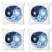 Space Throw Pillow Cushion Case Pack of 4 Yin Yang World Moon and Sun Harmony of the Universe Art Print Modern Accent Double-Sided Print 4 Sizes Navy Blue Sky Blue White by Ambesonne