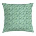 Floral Throw Pillow Cushion Cover Flourishing Spring and Summer Season Leaves Tulips Petals Illustration Decorative Square Accent Pillow Case 24 X 24 Inches Turquoise Teal Marigold by Ambesonne