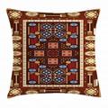 Afghan Throw Pillow Cushion Cover Earthy Toned Middle Eastern Oriental Folklore Illustration of Shapes Composition Decorative Square Accent Pillow Case 24 X 24 Inches Multicolor by Ambesonne