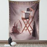 Movies Tapestry Directors Chair Seat Movie Lover Film Set Studios Strip Ribbon Storyboard Wall Hanging for Bedroom Living Room Dorm Decor 60W X 80L Inches Umber Black and Brown by Ambesonne