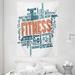 Fitness Tapestry Fitness Related Words with Retro Style Typography Active Lifestyle Wall Hanging for Bedroom Living Room Dorm Decor 60W X 80L Inches Orange Dark Blue White by Ambesonne