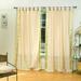 Lined-Golden Tab Top Sheer Sari Curtain / Drape / Panel - 80W x 84L - Pair