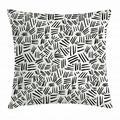 Ivory and Black Throw Pillow Cushion Cover Random Stripes Pattern Hand Drawn Abstract Arrangement Simplistic Design Decorative Square Accent Pillow Case 18 X 18 Inches Ivory Black by Ambesonne