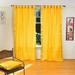 Lined-Yellow Tab Top Sheer Sari Curtain / Drape / Panel - 43W x 84L - Pair