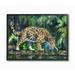 Stupell Industries Jaguar Large Cat Animal Green Watercolor Painting Framed Giclee Texturized Art by George Dyachenko