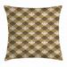 Oriental Throw Pillow Cushion Cover Traditional Damask Inspirations with Abstract Middle Eastern Swirls Decorative Square Accent Pillow Case 20 X 20 Inches Sand Brown Umber White by Ambesonne