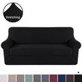 H.VERSAILTEX 2-Piece Jacquard Spandex Sofa Stretch Slipcover Black