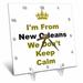 3dRose dont keep calm New Orleans black and gold letters on white background Desk Clock 6 by 6-inch