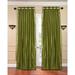 Lined-Olive Green Ring Top Sheer Sari Cafe Curtain / Drape - 43W x 24L - Piece