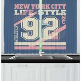 Number Curtains 2 Panels Set New York City Life Style 92 Athletics Sports Vintage Graphic Art Print Window Drapes for Living Room Bedroom 55W X 39L Inches Blue Cream and Pale Pink by Ambesonne