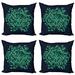 Modern Throw Pillow Cushion Case Pack of 4 Geometric with Ombre Elements Colored Lines Maze Like Circle Round Seem Image Modern Accent Double-Sided Print 4 Sizes Green and Blue by Ambesonne