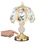 Collections Etc Touch Base Hummingbird Lamp with Gold-Tone Base and Colored Glass Panels Tabletop Decorative Accent for Any Room in Home