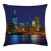 Urban Throw Pillow Cushion Cover Manhattan Sunset Skyline New York Cityscape USA Night Lights Buildings Skyscrapers Decorative Square Accent Pillow Case 20 X 20 Inches Multicolor by Ambesonne