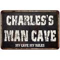 CHARLES S Man Cave Black Grunge Sign Home DÃ©cor Gift Cave Funny 112180004379