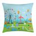 Ferris Wheel Throw Pillow Cushion Cover Cartoon Amusement Park Image on a Sunny Day with City Landscape Background Decorative Square Accent Pillow Case 20 X 20 Inches Multicolor by Ambesonne