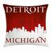 Detroit Decor Throw Pillow Cushion Cover Michigan City Silhouette Red and White Composition Classical Typography Decorative Square Accent Pillow Case 16 X 16 Inches Red and White by Ambesonne