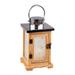 Gerson 41542 - 10 Wood / Stainless Steel Lantern Wavy Edge Battery Operated LED Candle Light with Timer