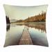 Fall Decor Throw Pillow Cushion Cover Wooden Pier on Lake Serene Morning in Woods Fishing Misty Recreational Image Decorative Square Accent Pillow Case 16 X 16 Inches Multicolor by Ambesonne