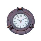 Handcrafted Decor Antique Copper Deluxe Class Porthole Clock- 8 in.