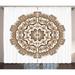 Brown Mandala Curtains 2 Panels Set Kaleidoscope Inspired Round Form Mandala with Circles and Flowers Window Drapes for Living Room Bedroom 108W X 63L Inches Chocolate and White by Ambesonne