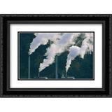 Emissions from coal plant North America 2x Matted 24x18 Black Ornate Framed Art Print by Ellis Gerry