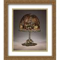 Water lily table lamp 2x Matted 28x32 Large Gold Ornate Framed Art Print by Tiffany Louis Comfort