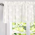 DriftAway Olivia White Voile Chiffon Sheer Window Curtain Valance for Small Window Kitchen Embroidered Pom Pom Single Rod Pocket 60 Inch by 18 Inch plus 2 Inch Header Off White