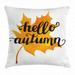 Autumn Throw Pillow Cushion Cover Maple Leaf Silhouette in Warm Colors with Hand Lettering Fall Season Quote Decorative Square Accent Pillow Case 20 X 20 Inches Orange and Black by Ambesonne