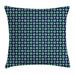 Navy Blue Decor Throw Pillow Cushion Cover Cute Floral and Point Design with Green Round Abstract Pattern Decorative Square Accent Pillow Case 16 X 16 Inches Navy Green and White by Ambesonne
