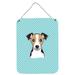 Carolines Treasures BB1199DS1216 Checkerboard Blue Jack Russell Terrier Wall or Door Hanging Prints 12x16 multicolor