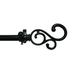 PowerSellerUSA Decorative Telescopic Metal Curtain Rod 48 to 86 Inches Contemporary Round PVC Finials Ultra Durable Brackets 3/4 Inch Diameter Drapery Rod for Window Treatment Black-Scroll
