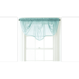 ELEGANCE BONITA 1PC SHEER VOILE WITH BEADS VALANCE SOLID BLUE COLOR SEE THRU VALANCE ROD POCKET LIGHT FILTERING KITCHEN NURSERY BATHROOM SIZE 55 WIDE X 30 LONG