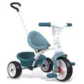 Smoby - Be Move blau - Kinderdreirad mit Schubstange, Sitz mit Sicherheitsgurt, Metallrahmen, Pedal-Freilauf, für Kinder ab 15 Monaten