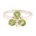 August Leaves,'Peridot Cluster Sterling Silver Cocktail Ring'