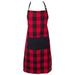 Gracie Oaks Wolsingham Checke Chef Kitchen Apron Cotton in Red | 28 W in | Wayfair B254ED773F04496B94C8DFDDB0A92741