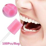 100pcs Disposable Oral Care Sponge Swab Tooth Cleaning Mouth Swabs (Pink)