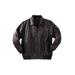 Men's Big & Tall Embossed Leather Bomber Jacket by KingSize in Brown (Size 2XL)