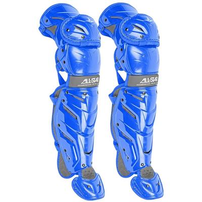 All Star Youth System Seven Axis Catcher's Leg Guards - Ages 12-16 Royal