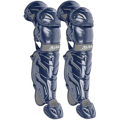 All Star Youth System Seven Axis Catcher's Leg Guards - Ages 12-16 Navy