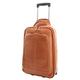 Genuine Leather Cabin Size Suitcase on Wheels Travel Trolley Flight Carry on Luggage HLG818 Tan