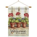 Breeze Decor Welcome To My Garden 2-Sided Polyester 40" H x 28" W Flag set in Brown | 40 H x 28 W x 1 D in | Wayfair