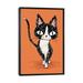 East Urban Home Black Cat Walking by Toru Sanogawa - Painting Print Canvas in Black/Orange | 26 H x 18 W x 1.5 D in | Wayfair