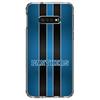 DistinctInk Clear Shockproof Hybrid Case for Samsung Galaxy S10e (5.8 Screen) - TPU Bumper Acrylic Back Tempered Glass Screen Protector - Blue Black Panthers - Football Team