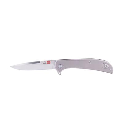 Al Mar Knives Ultralight Titanium Series Folding Knife Falcon Frame Lock D2 58HRC Satin 3.15 in Traditional TC4 Handle Silver AMK4114