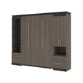 Orion 98W Full Murphy Bed and Narrow Storage Solutions with Drawers (99W) in bark gray & graphite - Bestar 116862-000047