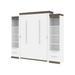 Orion 104W Queen Murphy Bed and 2 Narrow Shelving Units with Drawers (105W) in white & walnut grey - Bestar 116885-000017