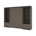 Orion 118W Full Murphy Bed and 2 Shelving Units with Drawers (119W) in bark gray & graphite - Bestar 116897-000047