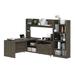 Pro-Linea 2-Piece set including an L-shaped desk with hutch and a bookcase in walnut grey - Bestar 120896-000035