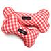 Red Gingham Bone Canvas Dog Toy, Large